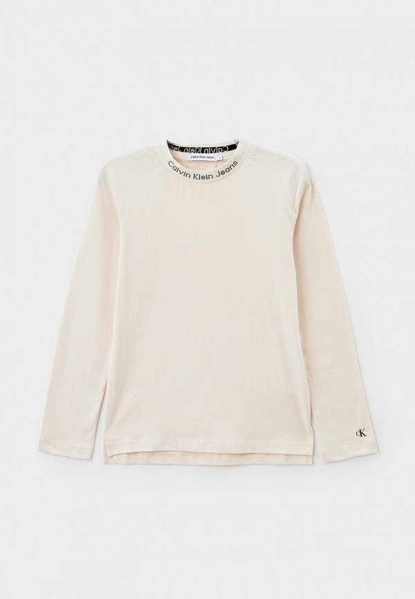 Лонгслив Calvin Klein Jeans, цвет: бежевый, RTLACS349201 — купить в ...