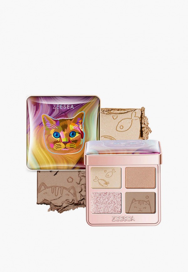 Zeesea Палетка теней для век - TIPSY KITTY Eyeshadow Quad, тон 01 Milk Tea / Молочный Чай, 3.5 г - фото 1