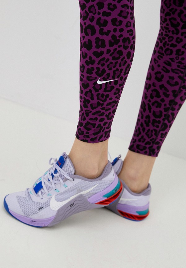Тайтсы Nike W NK ONE DF HR TGHT LEOPARD, цвет: фиолетовый, RTLACX300801 ...