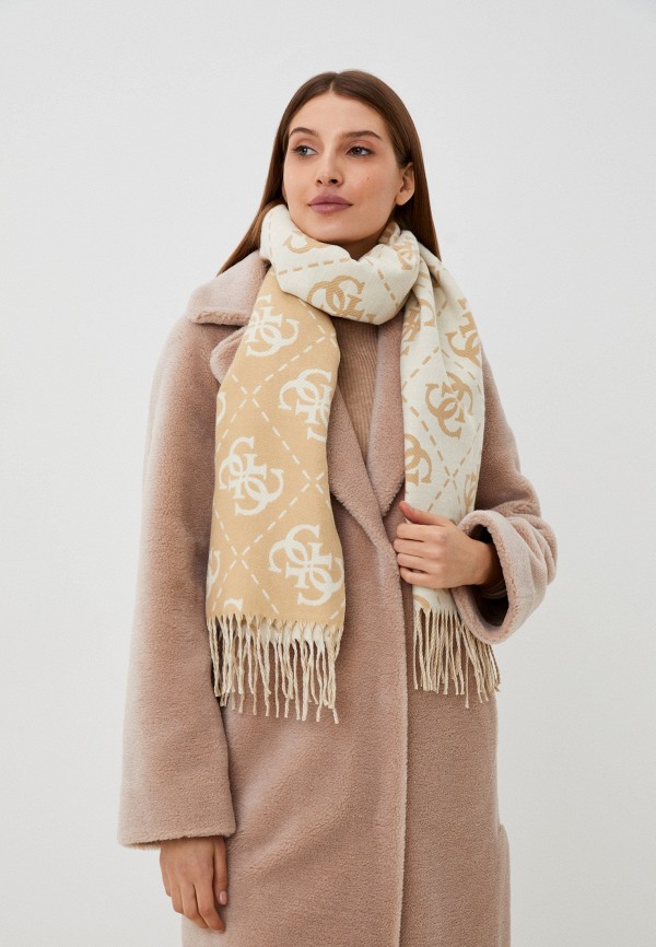 Шарф Guess, цвет: бежевый, RTLACY939101 — купить в интернет-магазине Lamoda