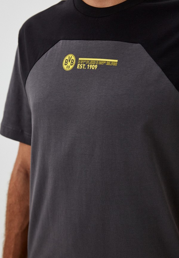 PUMA Футболка - BVB FtblCulture Tee Shadow Gray-PUMA Bla - фото 4