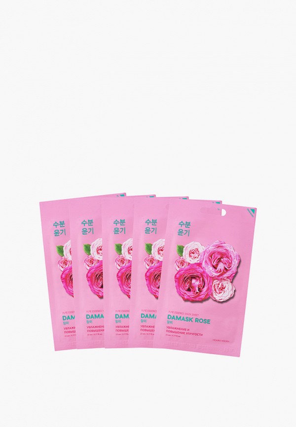 Holika Holika Маски для лица 5 шт. - Тканевые, увлажняющие, Pure Essence Mask Sheet Damask Rose, Роза 5 шт. - фото 1