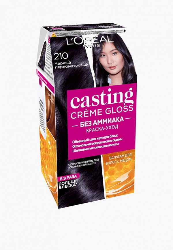 L'Oreal Paris Краска для волос "Casting Creme Gloss" без аммиака, оттенок 210, Черный Перламутровый