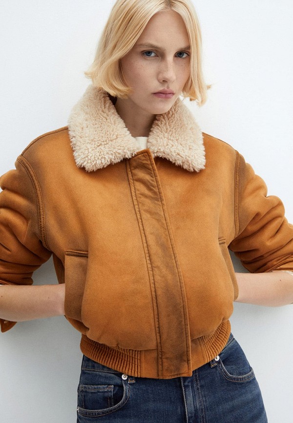 Дубленка Mango AVIATOR, цвет: коричневый, RTLADC921001 — купить в ...
