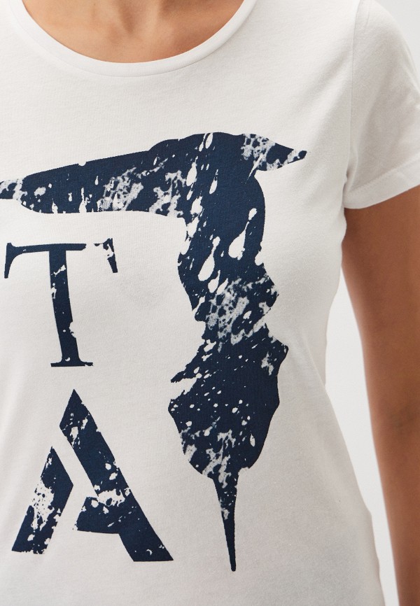 Trussardi Action Women's Chic Black Cotton Tee with Unique Front Print - XL