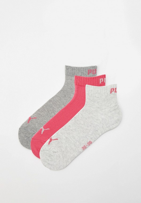 Носки 3 пары PUMA UNISEX QUARTER PLAIN 3P, цвет: розовый, RTLADG696401 ...