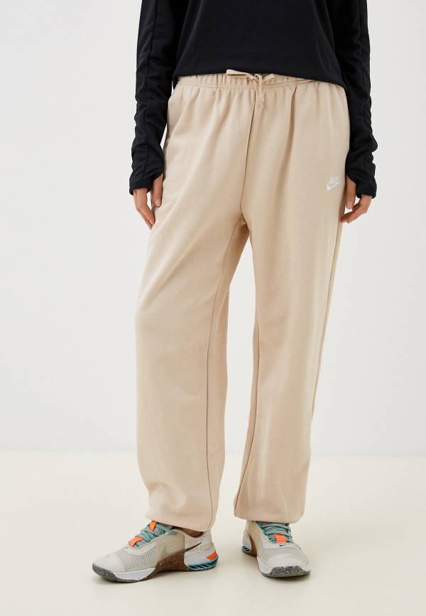 nike mini metallic swoosh oversized joggers in cream