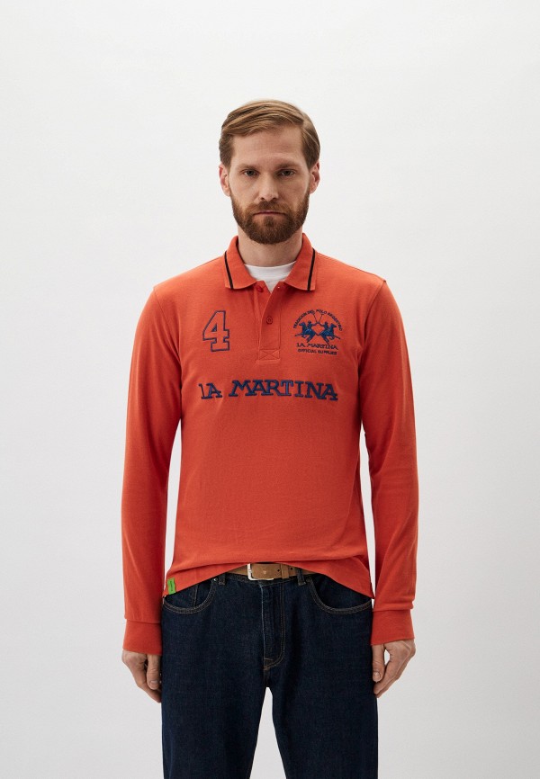 Поло La Martina, цвет: оранжевый, RTLADI815801 — купить в интернет