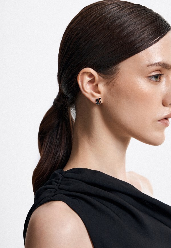 Swarovski® Серьги - Swan, с покрытием желтого золота - фото 5