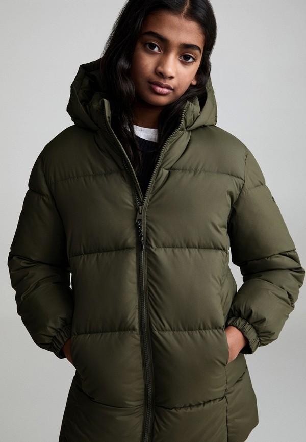 Куртка утепленная Mango Kids ANORAK AMERLONG , цвет: хаки