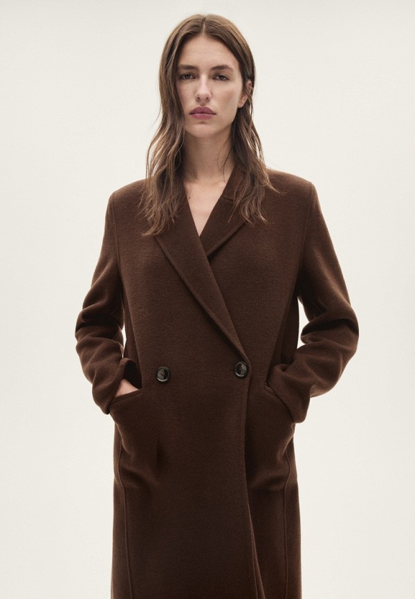 Mango Пальто двубортное - CHOCO - фото 5