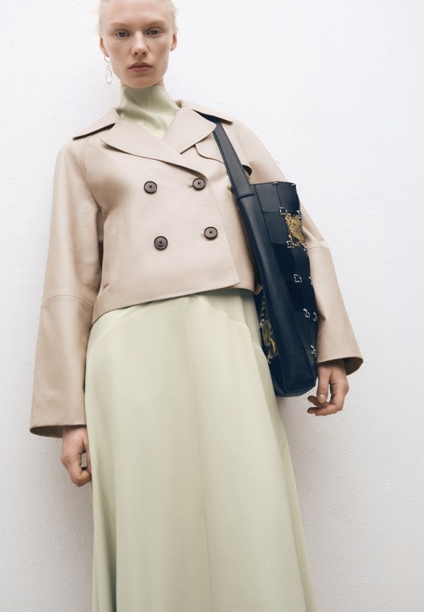 Mango Куртка кожаная - STONE - фото 1