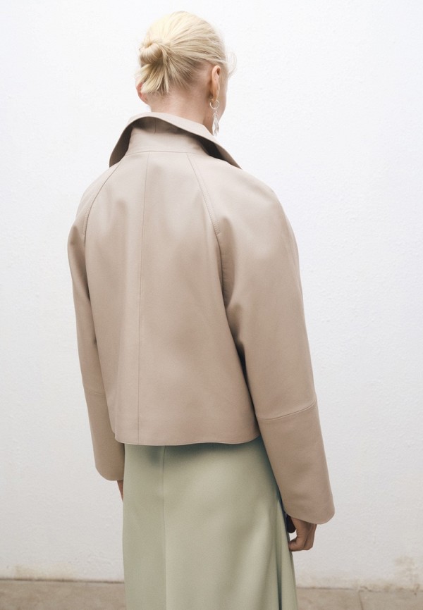 Mango Куртка кожаная - STONE - фото 3