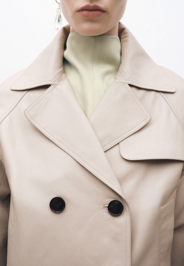 Mango Куртка кожаная - STONE - фото 4