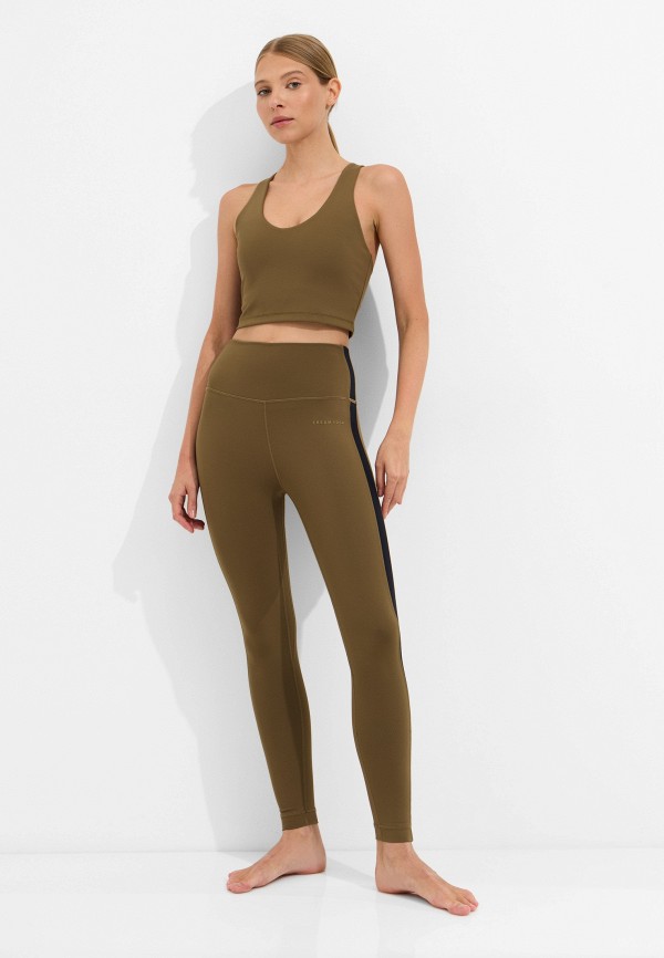 Cream Yoga Леггинсы - Hana 7/8 Side Stripe Army Green - фото 2