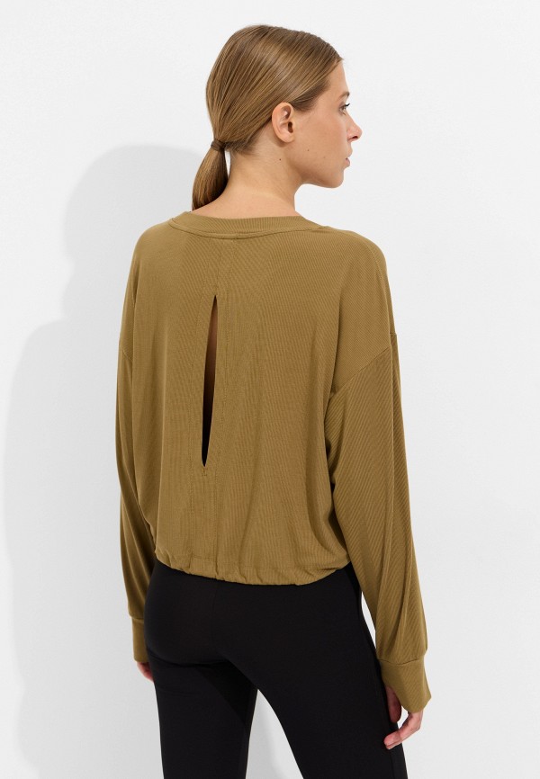 Cream Yoga Лонгслив спортивный - Clover LS Cropped Tee Army Green - фото 3