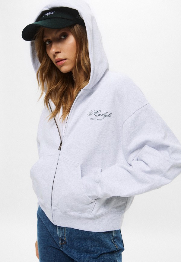 Sporty & Rich Толстовка - CARLYLE SCRIPT CROPPED ZIP HOODIE - фото 5