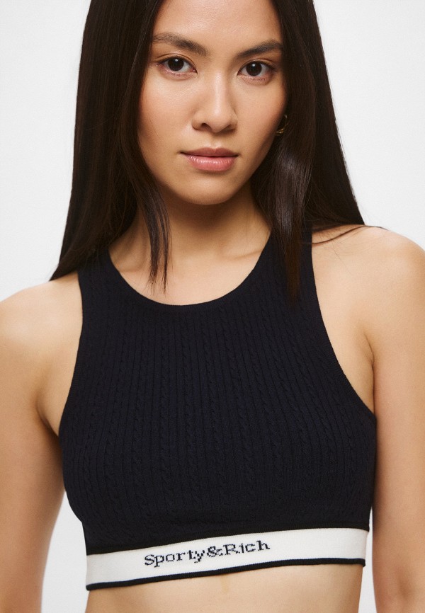 Sporty & Rich Топ - SERIF LOGO CABLEKNIT TANK - фото 5