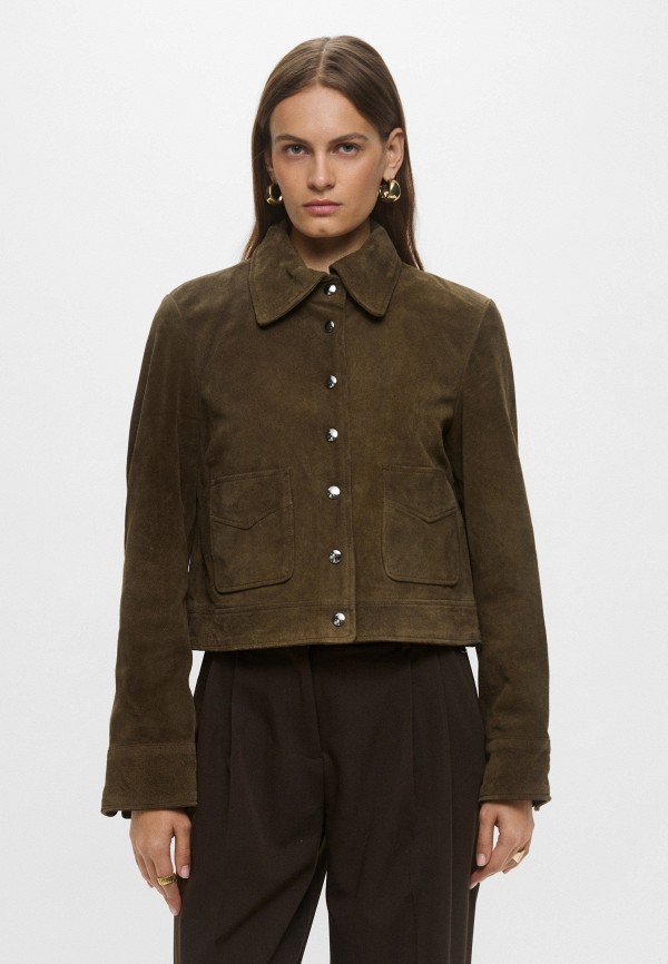 Mango Куртка кожаная - BISCUIT - фото 1