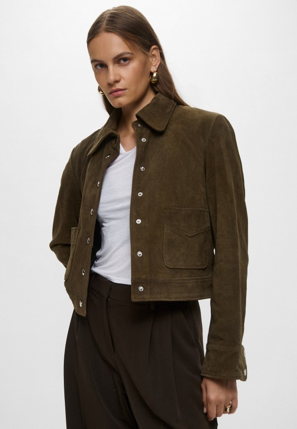 Mango Куртка кожаная - BISCUIT - фото 4