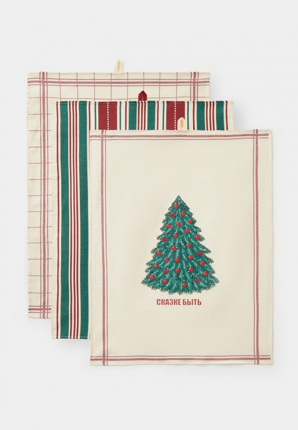 Lamoda Home Комплект кухонных полотенец - 3 шт 44х60 см, Рогожка - фото 1