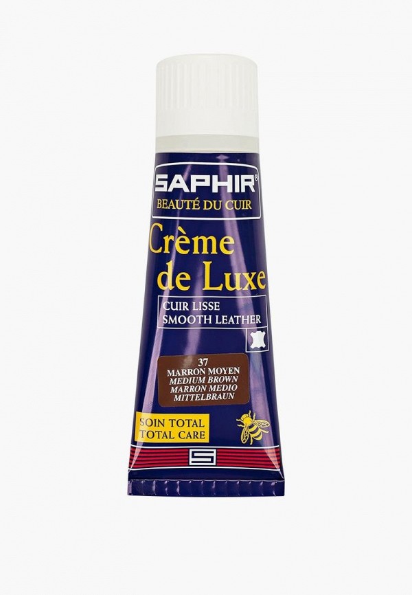 Saphir Крем для обуви Creme de luxe, средне-коричневый, 75 мл