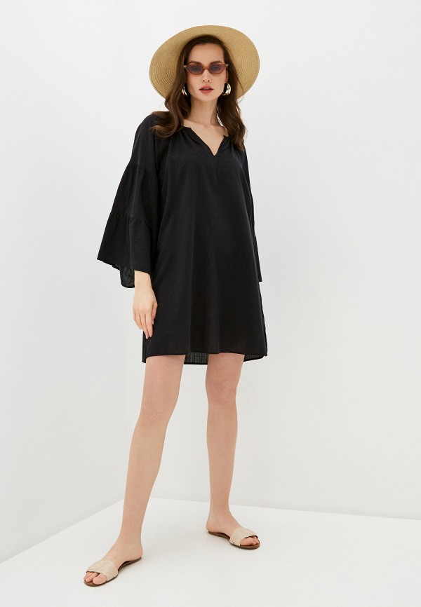 Платье пляжное Seafolly Australia Tiered Sleeve Cover Up, цвет черный