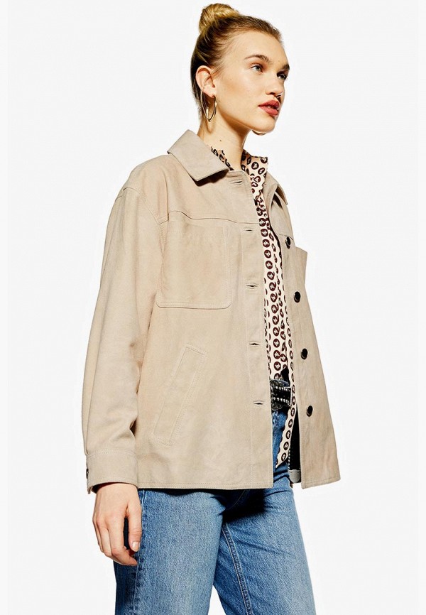 Куртка кожаная Topshop, цвет: бежевый, TO029EWFAIE1 — купить в интернет ...