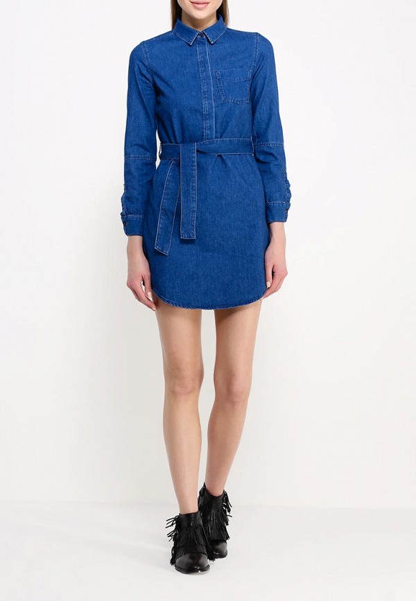 Платье джинсовое Topshop, цвет: синий, TO029EWGXH68 — купить в интернет ...