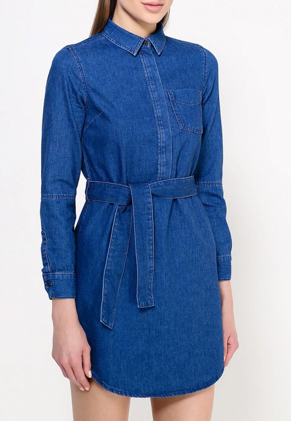 Платье джинсовое Topshop, цвет: синий, TO029EWGXH68 — купить в интернет ...