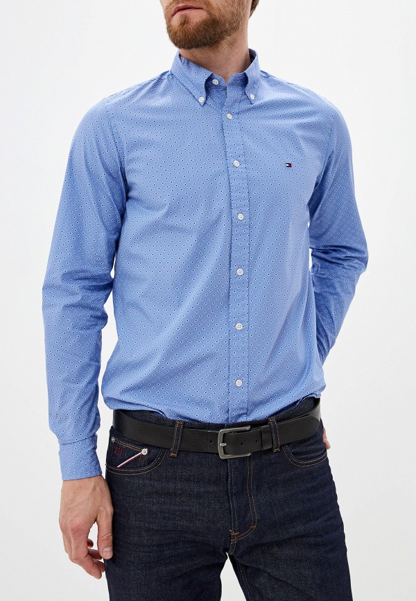 Рубашка Tommy Hilfiger Slim Micro Cravat, цвет: голубой, TO263EMFYOH5 —  купить в интернет-магазине Lamoda
