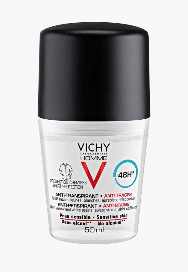 Дезодорант Vichy антиперспирант защита от пятен 48 часов, 50 мл, цвет:  прозрачный, VI055LMAKLC0 — купить в интернет-магазине Lamoda