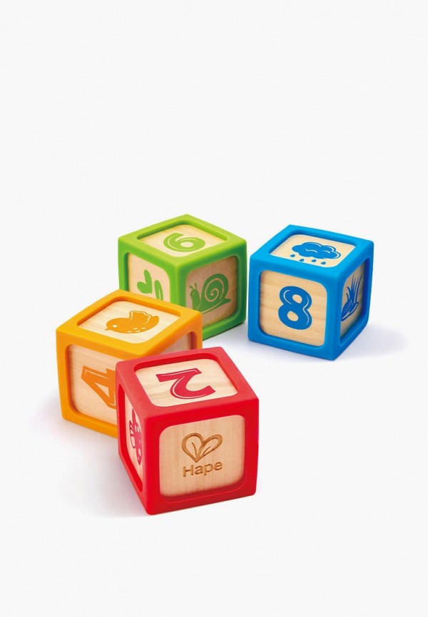 Hape Игрушка развивающая - детские деревянные "Кубики" в силиконовых чехлах, 4 шт. - фото 1