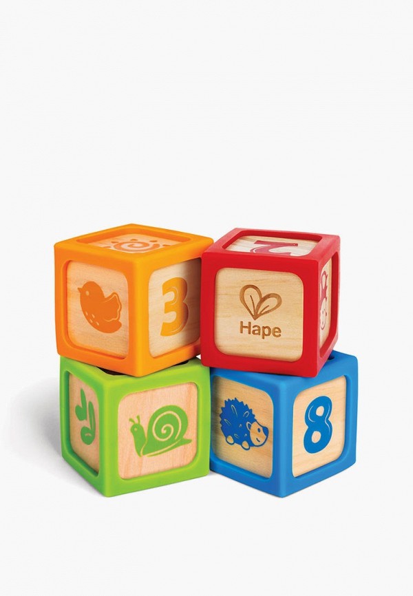 Hape Игрушка развивающая - детские деревянные "Кубики" в силиконовых чехлах, 4 шт. - фото 3