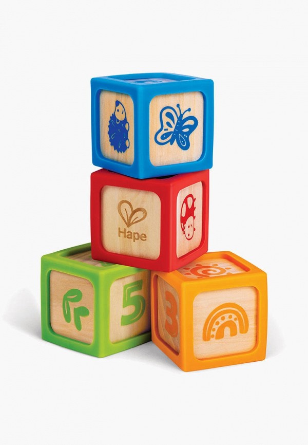 Hape Игрушка развивающая - детские деревянные "Кубики" в силиконовых чехлах, 4 шт. - фото 4