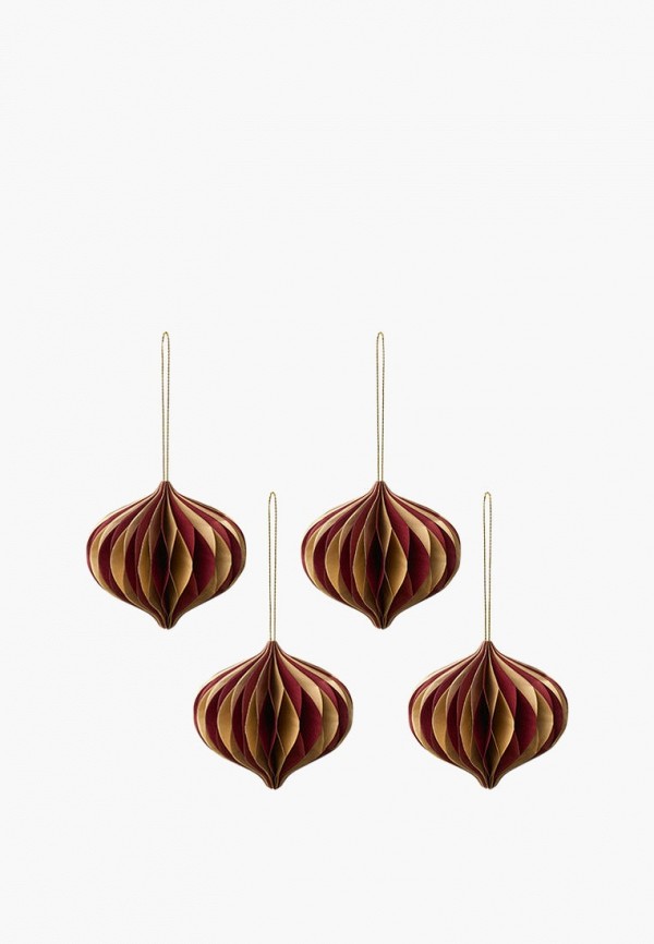 Divnaya Iva Набор елочных украшений - на магните, 4 шт., цвет бордовыйxзолотой, 10 см - фото 1