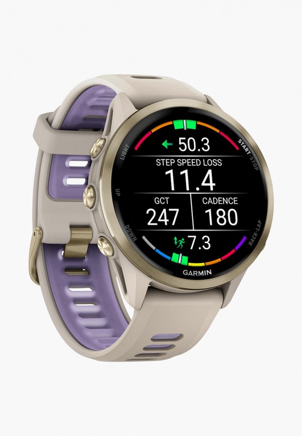 Garmin Смарт-часы - Forerunner 970 серые, золотистый титановый безель, с серым/индиго ремешком - фото 4