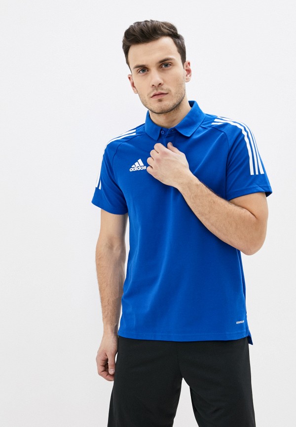 

Поло adidas, Синий, adidas AD002EMHLLG8