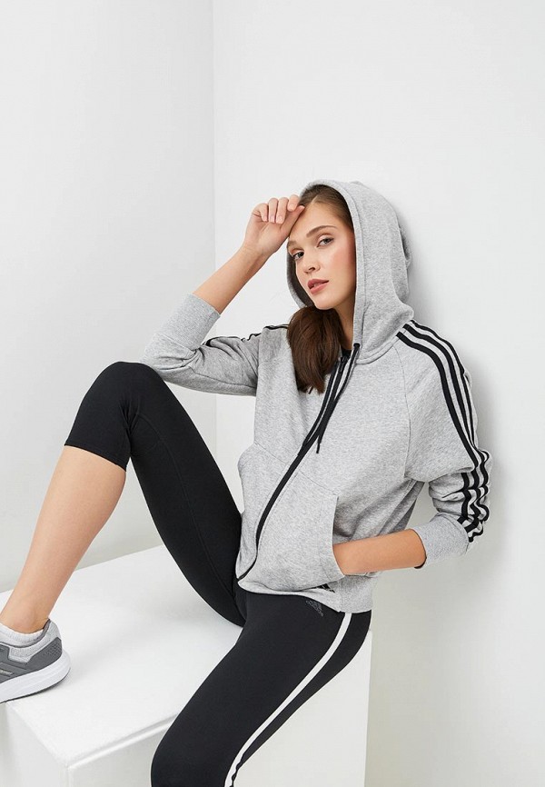 

Толстовка adidas, Серый, W MH 3S FZ HD