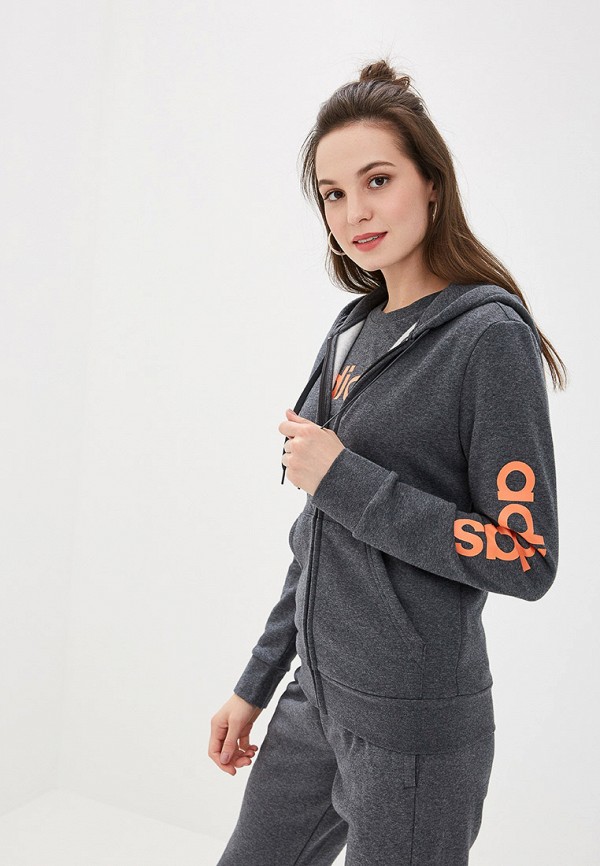

Толстовка adidas, W E LIN FZHD FL, Серый