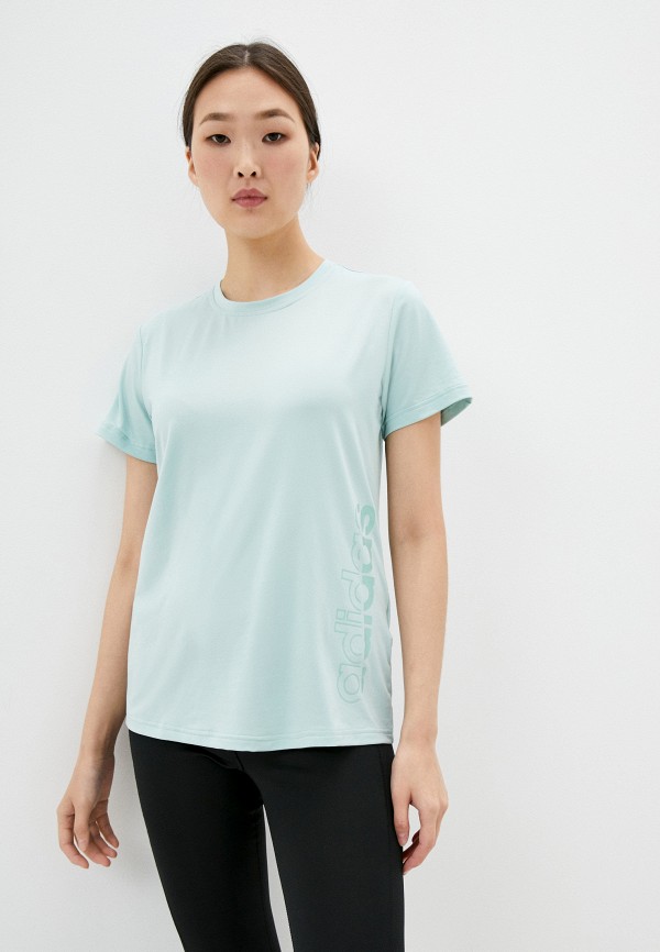 

Футболка спортивная adidas, Бирюзовый, W D2M BRANDED T