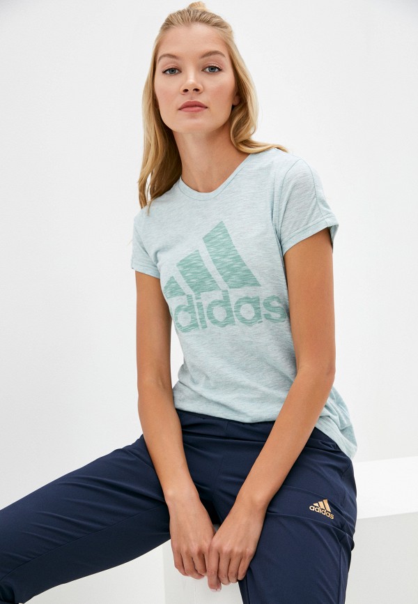 

Футболка adidas, Зеленый, adidas AD002EWJMUN2