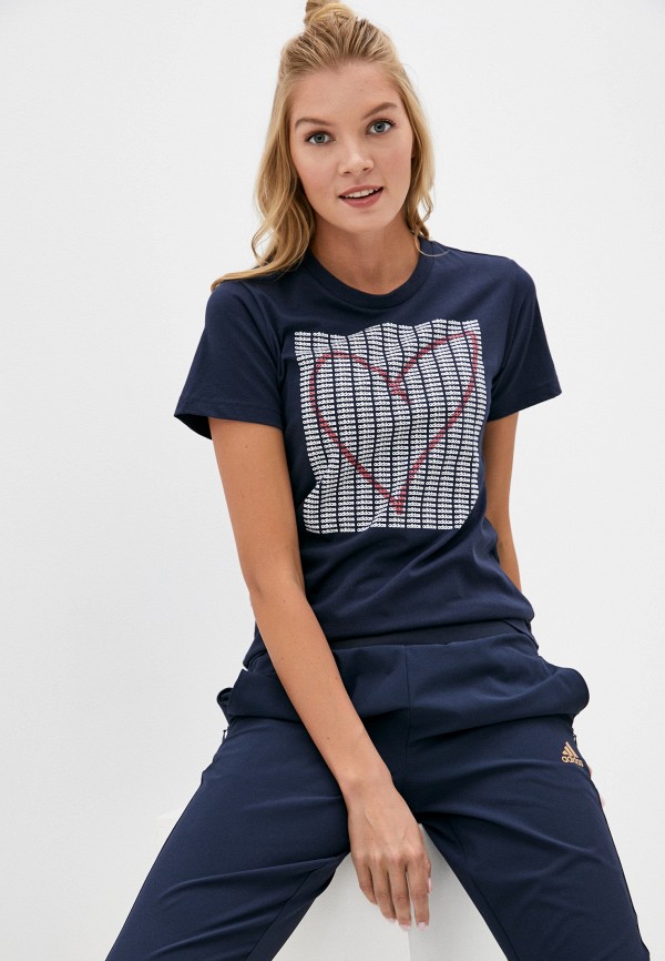 

Футболка adidas, Синий, adidas AD002EWJMUZ3