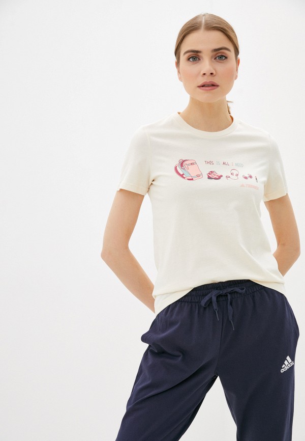 

Футболка adidas, Бежевый, adidas AD002EWLUGT7