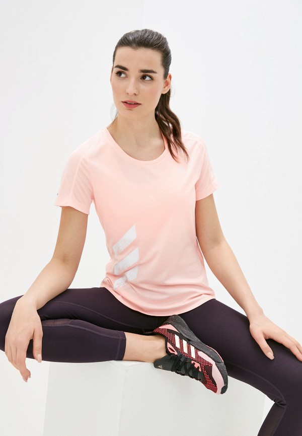 

Футболка спортивная adidas, Розовый, RUN IT TEE 3S W