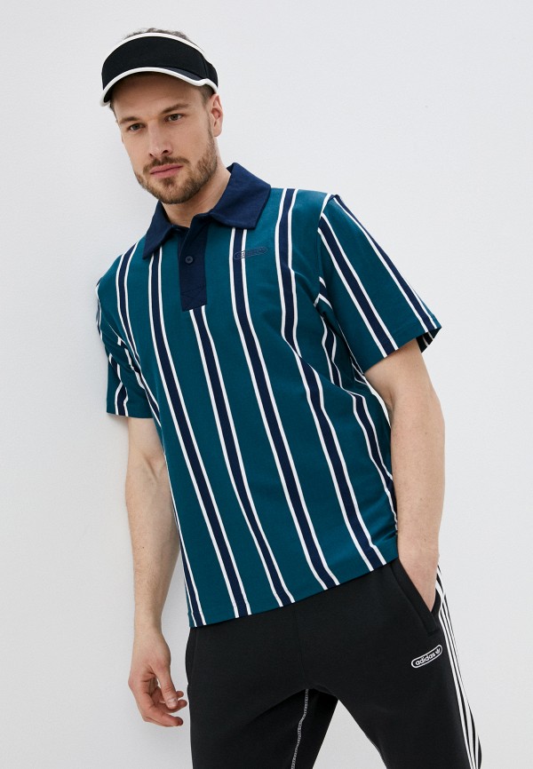 

Поло adidas Originals, Зеленый, STRIPE POLO
