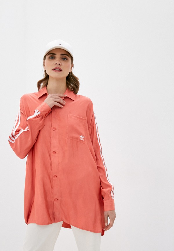 

Рубашка adidas Originals, Коралловый, SATIN BUTTON UP