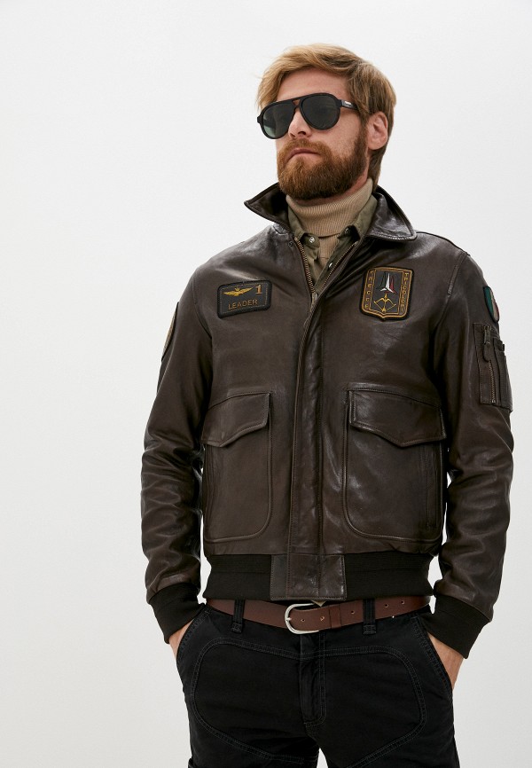 

Куртка кожаная Aeronautica Militare, Коричневый, Aeronautica Militare AE003EMKCKJ5