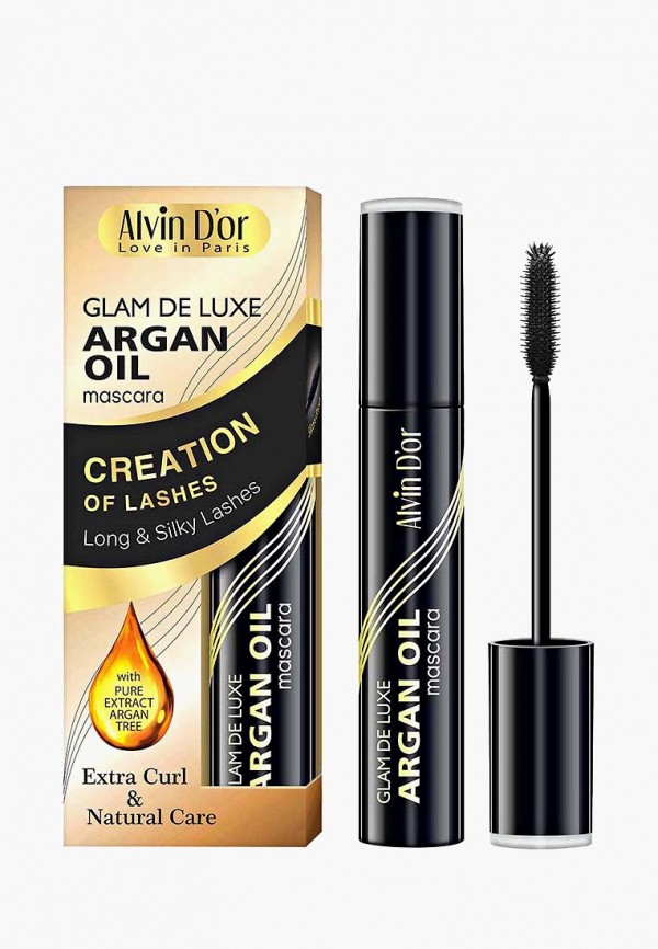 

Тушь для ресниц Alvin D'or, Черный, Glam De Luxe argan oil, Моделирующая тушь с аргановым маслом