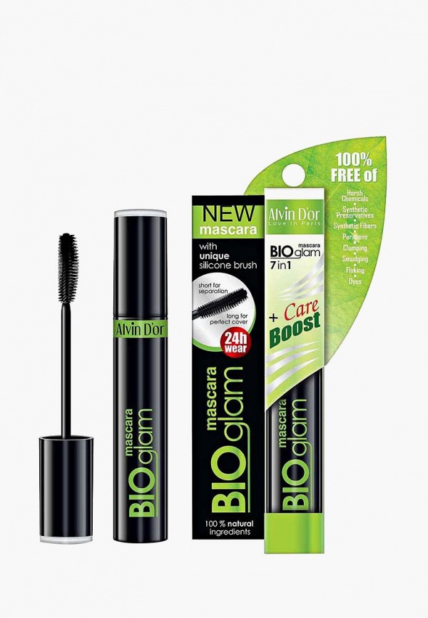 

Тушь для ресниц Alvin D'or, Черный, BIO glam 7x1 care boost 7 в 1, БИО формула 7 в 1. Уход и увеличение